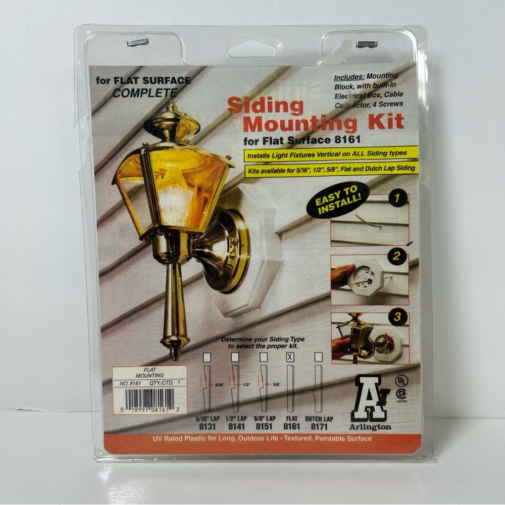 Arlington 8161-1 Vertical Siding Lamp Mounting Kit Flat Surface NEW
